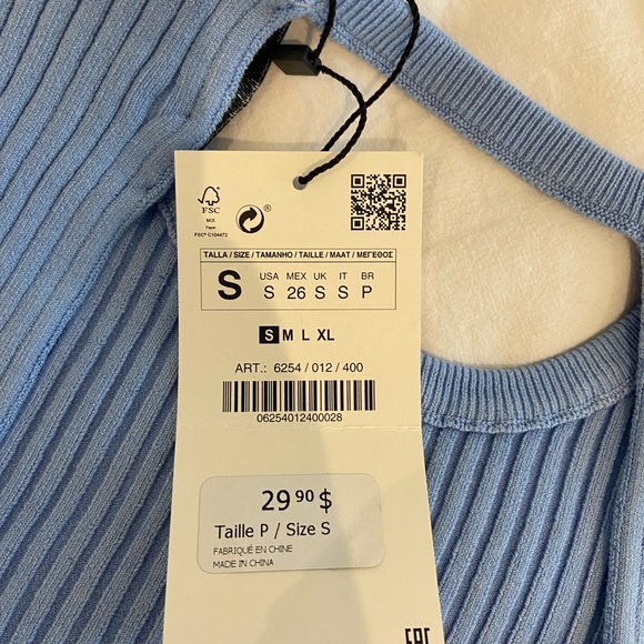 Baby blue open back Zara top - Picture 3 of 3